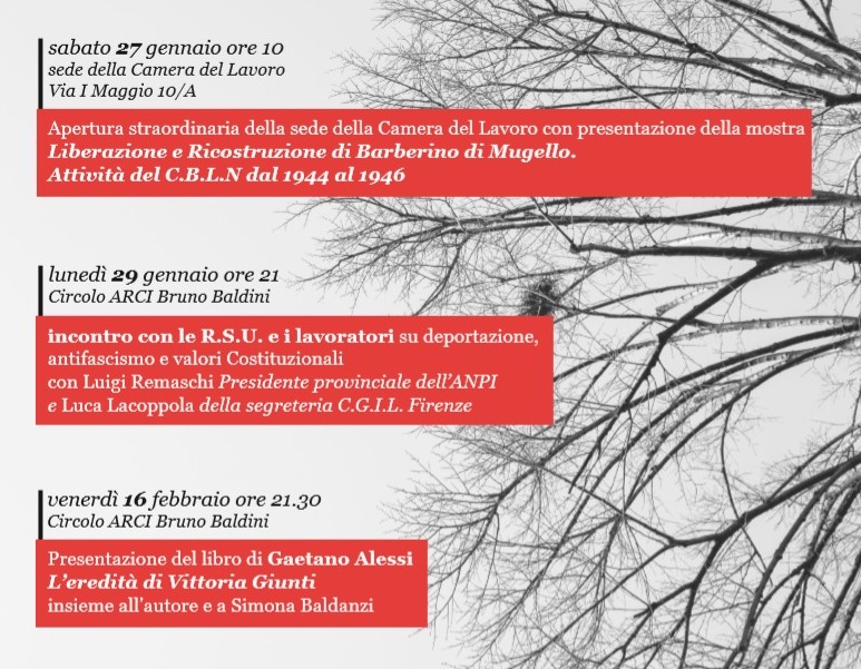 Giornata della Memoria. Tre appuntamenti a Barberino: dal 27 gennaio al 16 febbraio