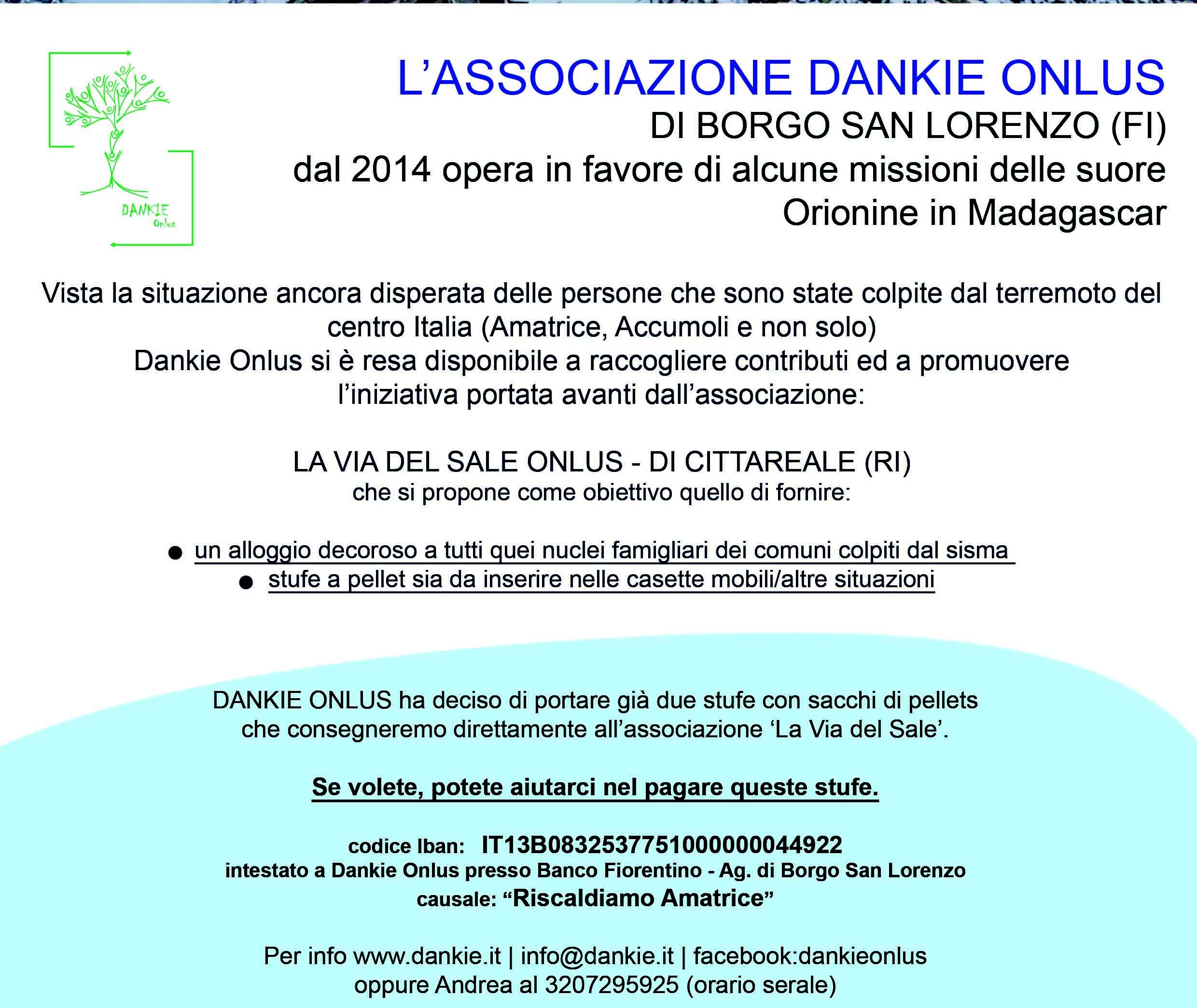 Il Mugello 'riscalda' Amatrice. Con Dankie Onlus, come donare