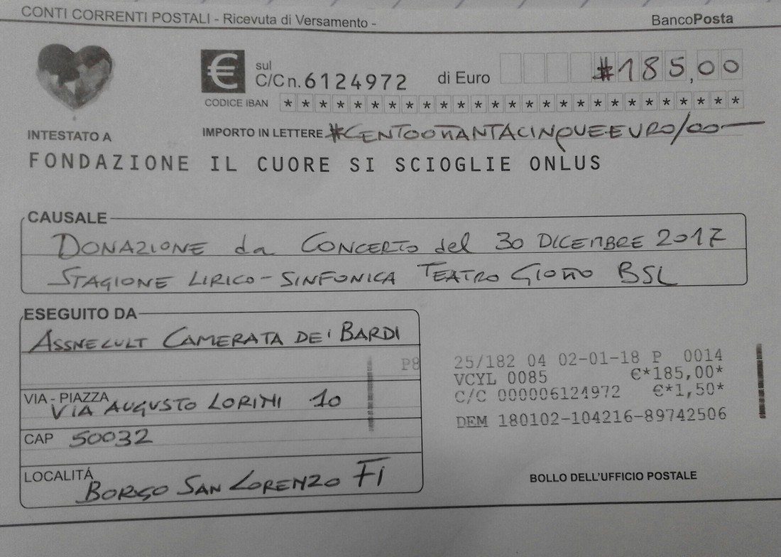 30 dicembre. Dal concerto di Borgo una donazione al 'Cuore si scioglie'