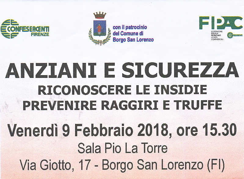 Anziani e sicurezza, come riconoscere le truffe. Convegno a Borgo