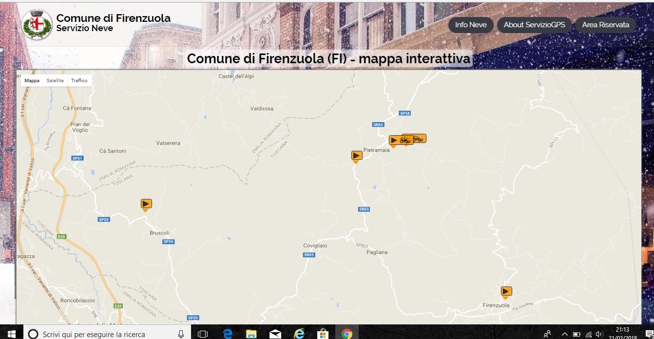 Firenzuola. Con il Gps è online la posizione degli spazzaneve. Link