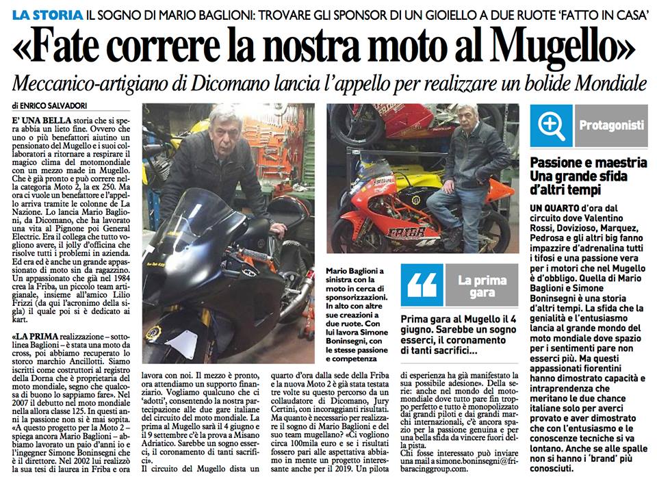La bella storia della Friba. La moto di Dicomano che vuol correre nel motomondiale