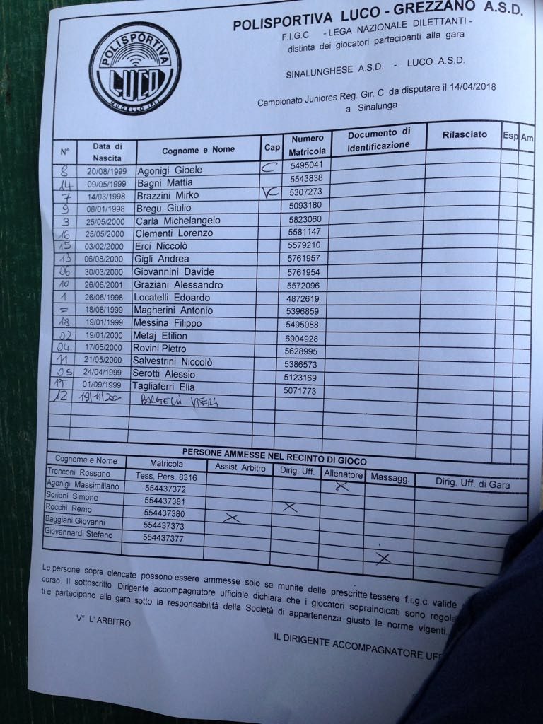 Juniores. Sconfitta per i mugellani: Sinalunghese 3 - Luco 0