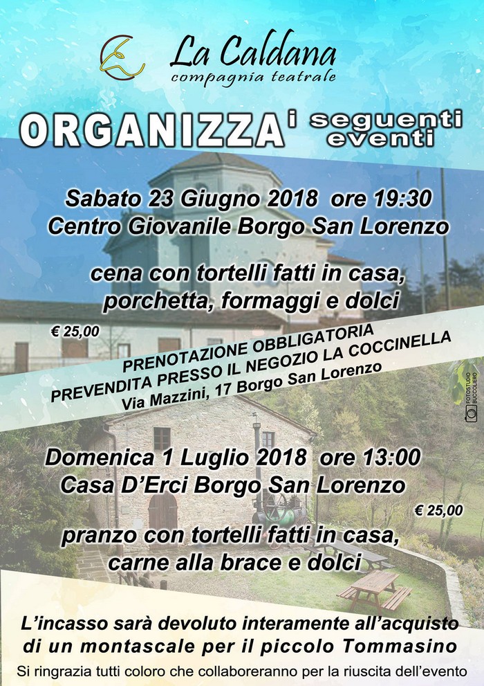 La Caldana 'ai fornelli' per solidarietà. Un pranzo e una cena tra Borgo e Casa d'Erci