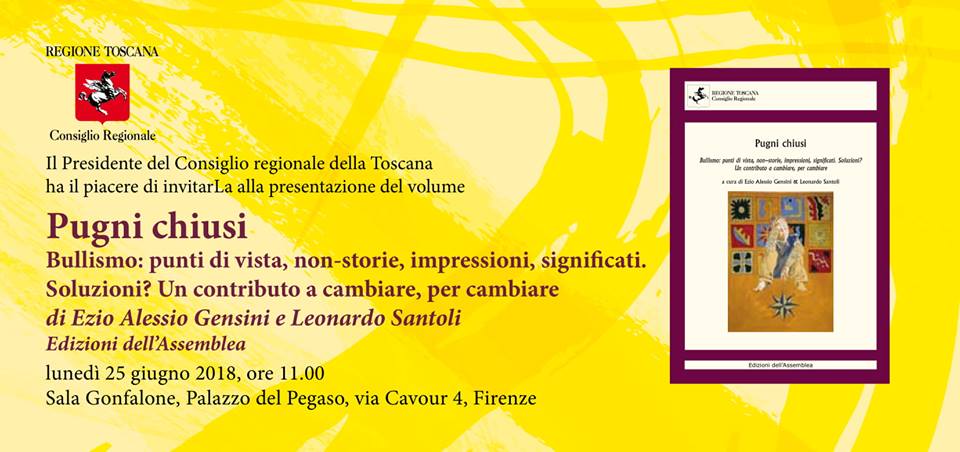 Pugni chiusi, nuovo libro di Gensini&Santoli sarà presentato in Regione Toscana il 25 giugno