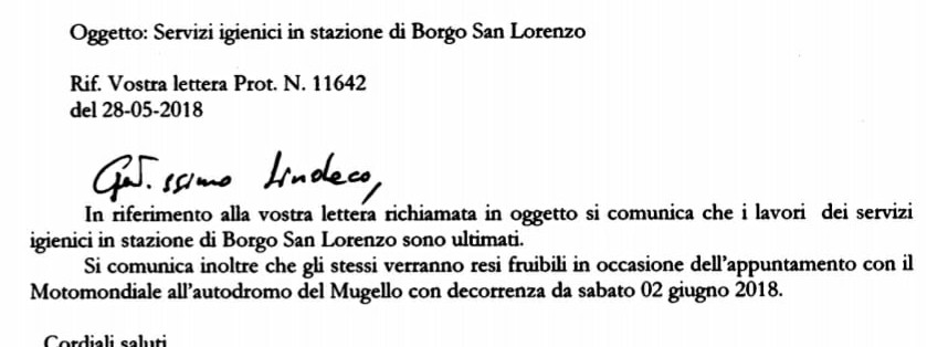 Borgo. Ultimati i lavori ai bagni in stazione, aperti da domani (sabato)