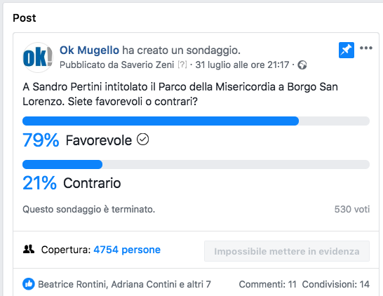 Sondaggio Parco: Netta maggioranza per il Parco Sandro Pertini
