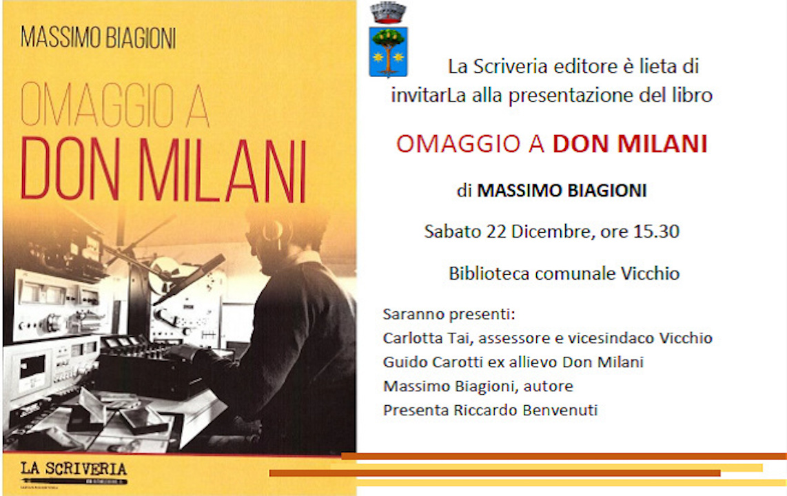 L'Omaggio a Don Milani di Massimo Biagioni. Sabato presentazione a Vicchio