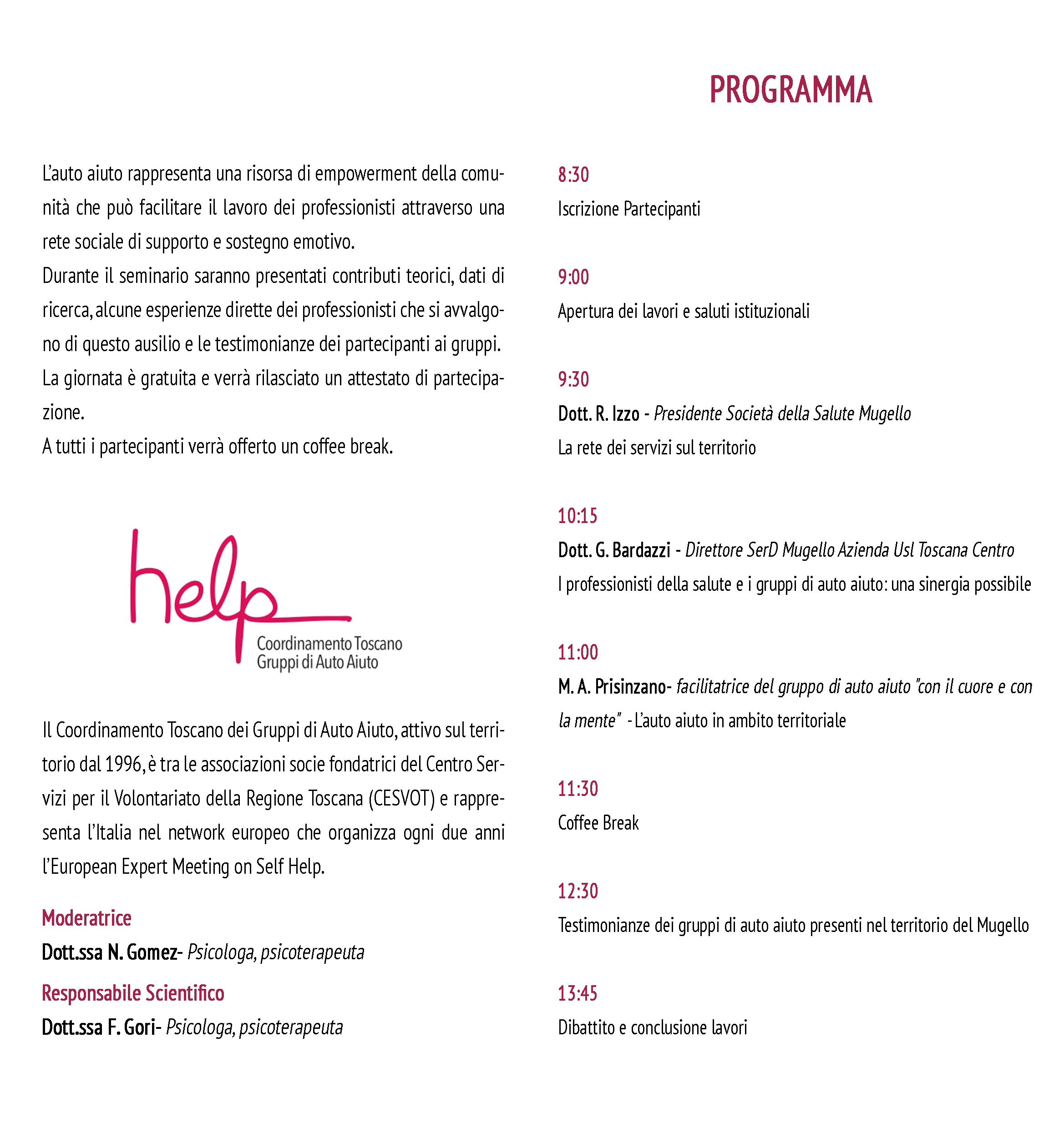 Gruppi di auto aiuto - Il seminario gratuito a Borgo San Lorenzo