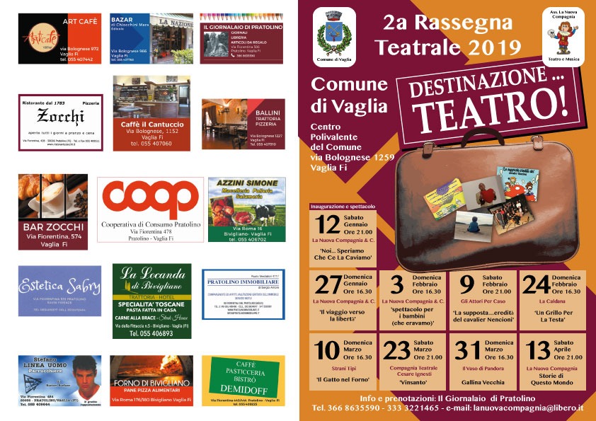 Il 12 gennaio presentazione a Vaglia della 2a Rassegna Teatrale 2019 e via il 27 con Il viaggio verso la libertà de La Nuova Compagnia