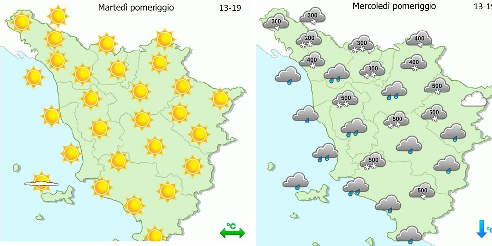 Meteo Mugello. Tregua neve: domani sole, qualche fiocco mercoledì