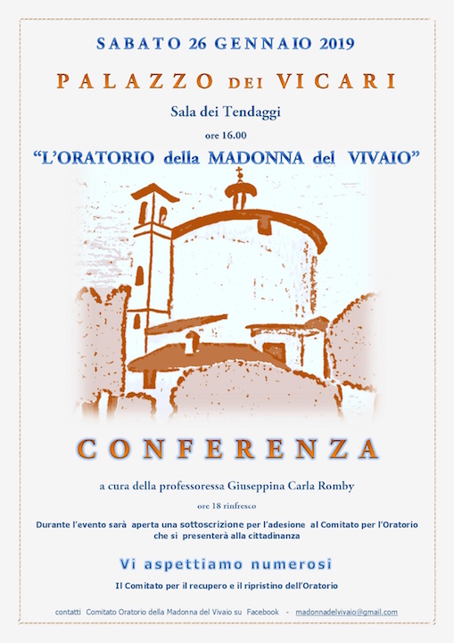 Al Palazzo dei Vicari serata per l'Oratorio della Madonna del Vivaio