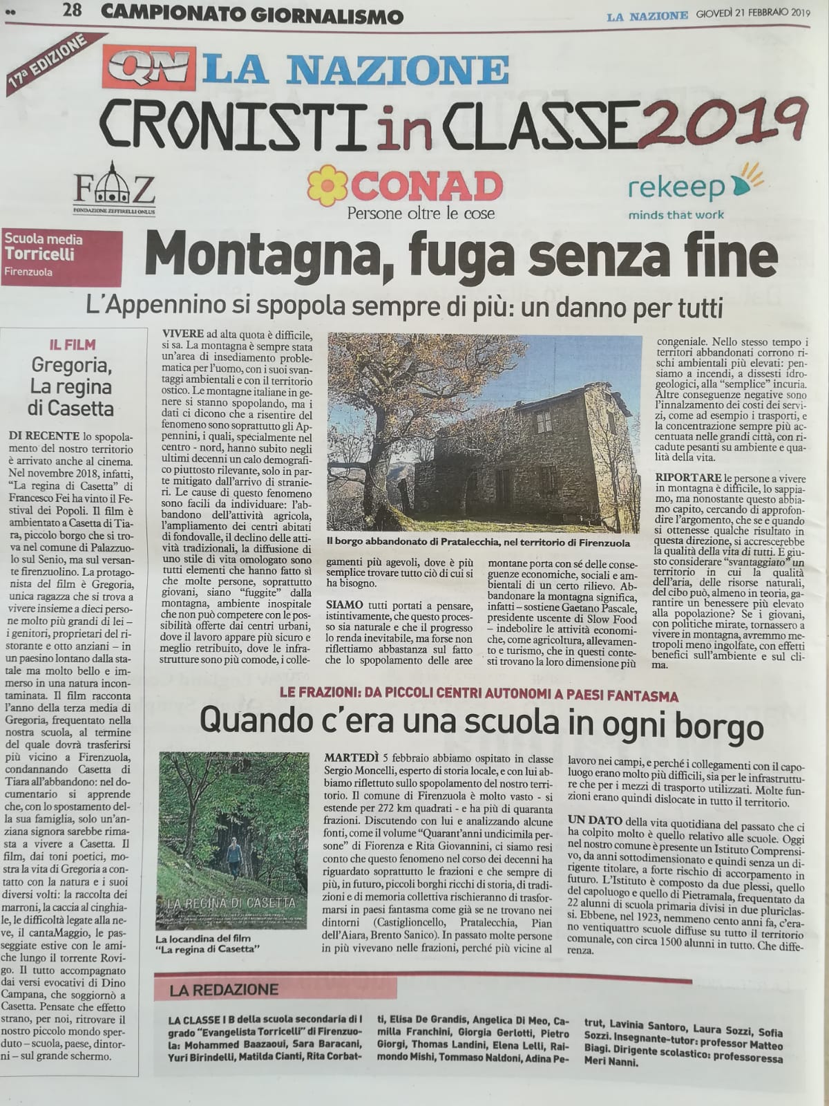 Cronisti in classe. Gli studenti di Firenzuola giornalisti per La Nazione