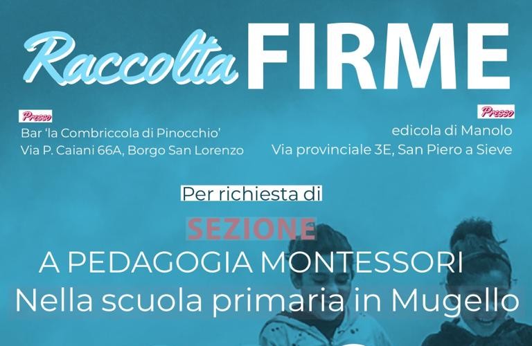 Metodo Montessori. Raccolta firme per chiedere una sezione in Mugello