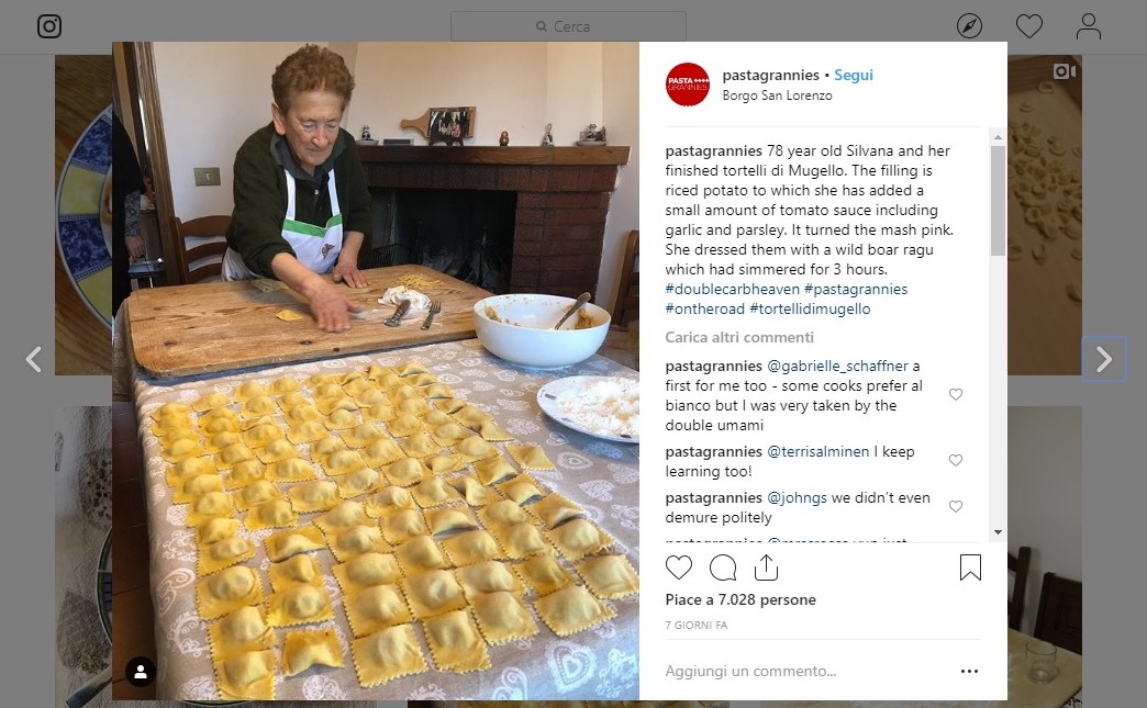 Oltre 7mila like su Instagram per i tortelli di Silvana, ripresi da Vicky Bennison