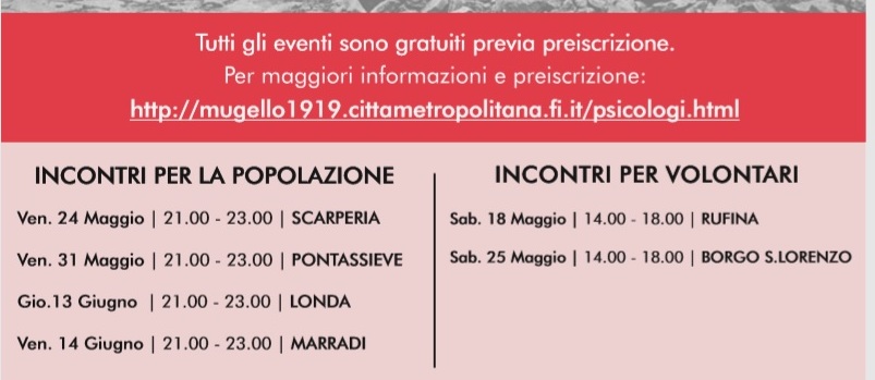 Mugello 1919-2019. Incontri gratuiti sui danni psicologici del sisma