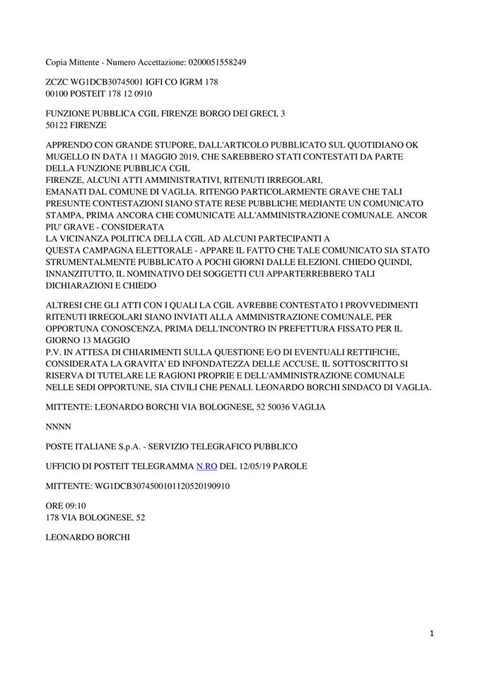 Sindacati 'ad orologeria'? Borchi contesta la nota Cgil: Strumentale