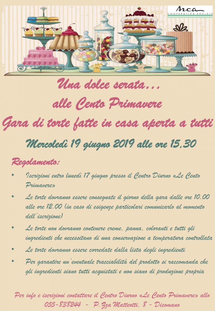 Gara di Torte fatte in casa aperta a tutti al Centro Diurno a Dicomano