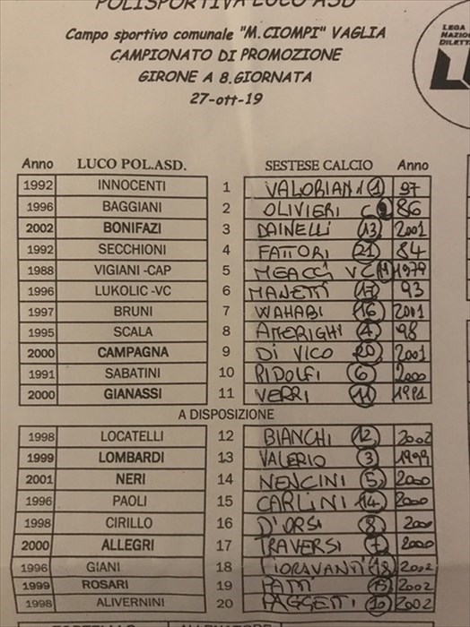 I giocatori in campo