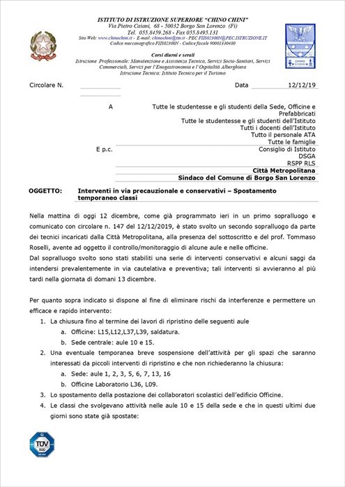 IL testo della circolare