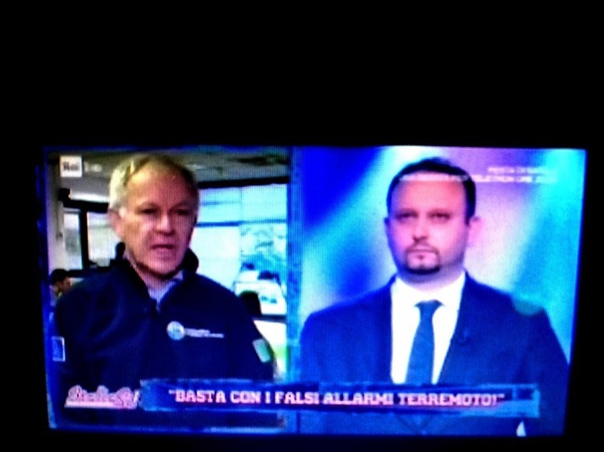 Una immagine ripresa da Rai 1, in occasione dell’intervista a Carlo Doglioni, unitamente al sindaco di Borgo San Lorenzo Paolo Omoboni sull terremoto dello scorso lunedi 9 dicembre 2019.