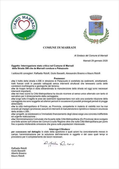 Il testo dell'interrogazione