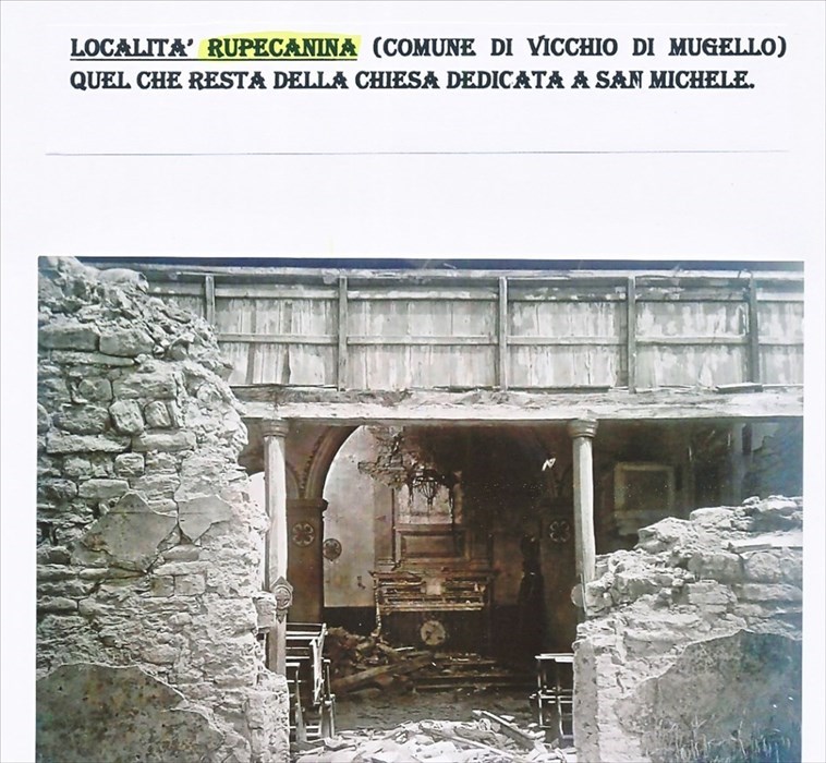 L’unica immagine della Chiesa di San Michele  a Rupecanina, distrutta dal terremoto del 29 giugno del 1919.