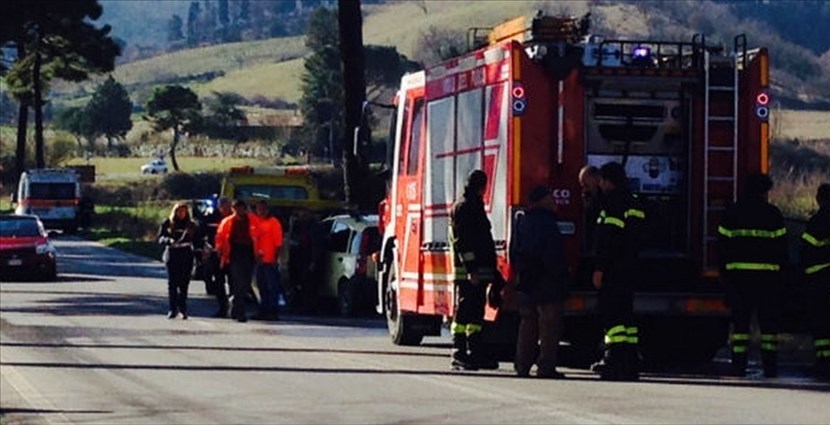I Vigili del Fuoco del Mugello sul luogo di un incidente. Foto di repertorio