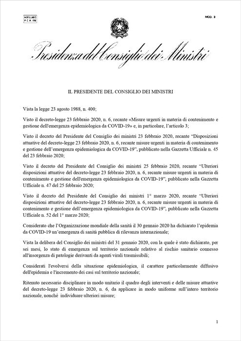 Il testo del decreto