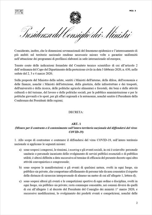 Il testo del decreto