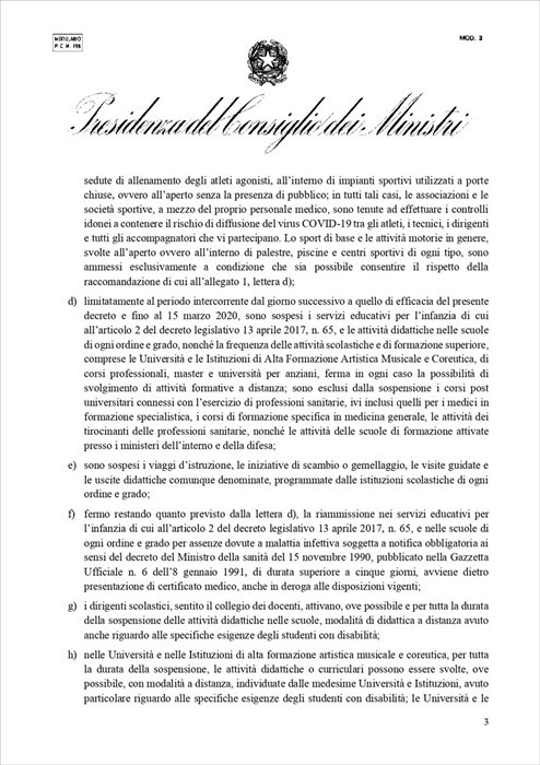 Il testo del decreto
