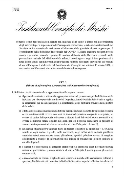 Il testo del decreto