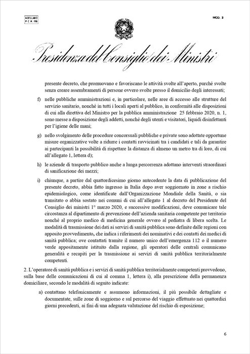 Il testo del decreto