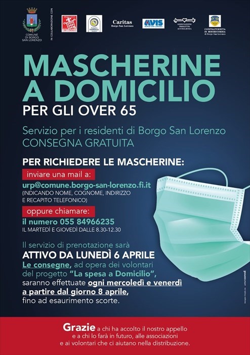 Mascherine a domicilio a Borgo