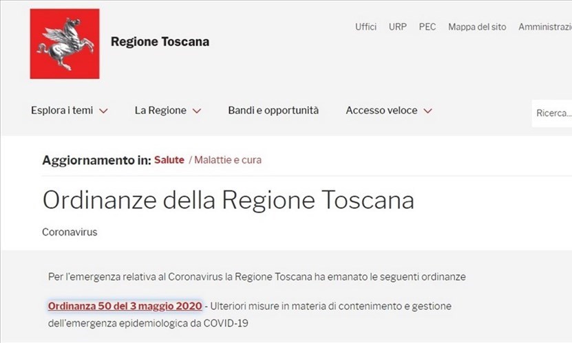 Ordinanza Regio Toscana