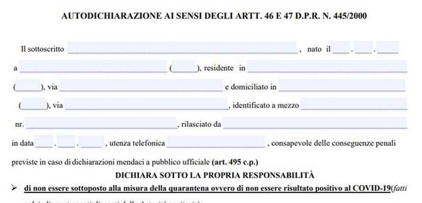 Autocertificazione Fase 2