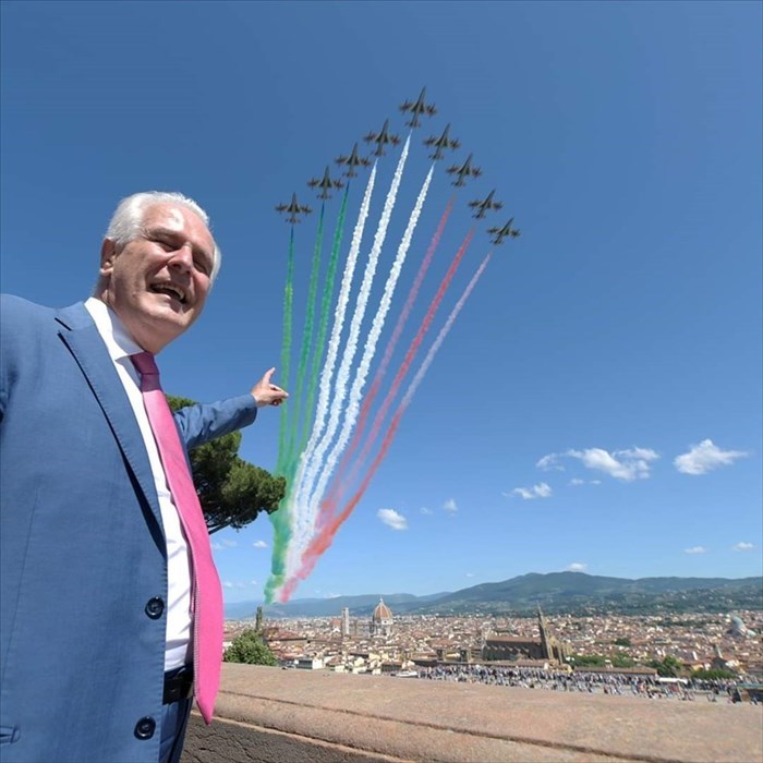 Lo spettacolo delle Frecce Tricolori su Firenze