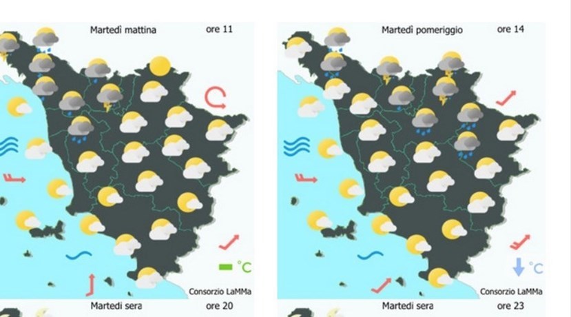 Meteo Toscana martedì 18