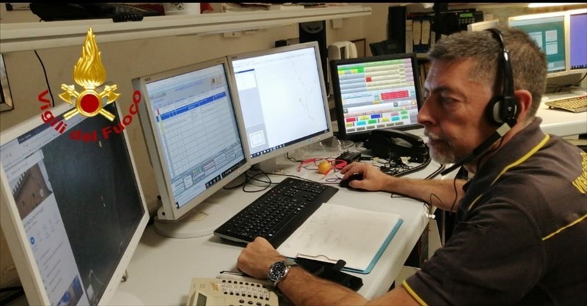 La sala operativa dei Vigili del Fuoco