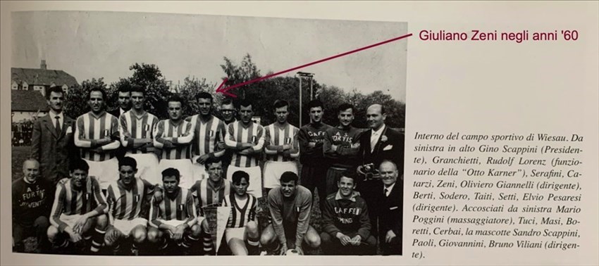 Un aitante Giuliano Zeni nella famosa partita in Germani (Anni '60)