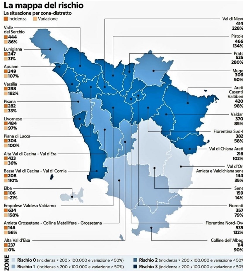 La mappa del rischio in Toscana