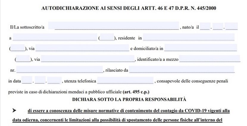 L'autocertificazione