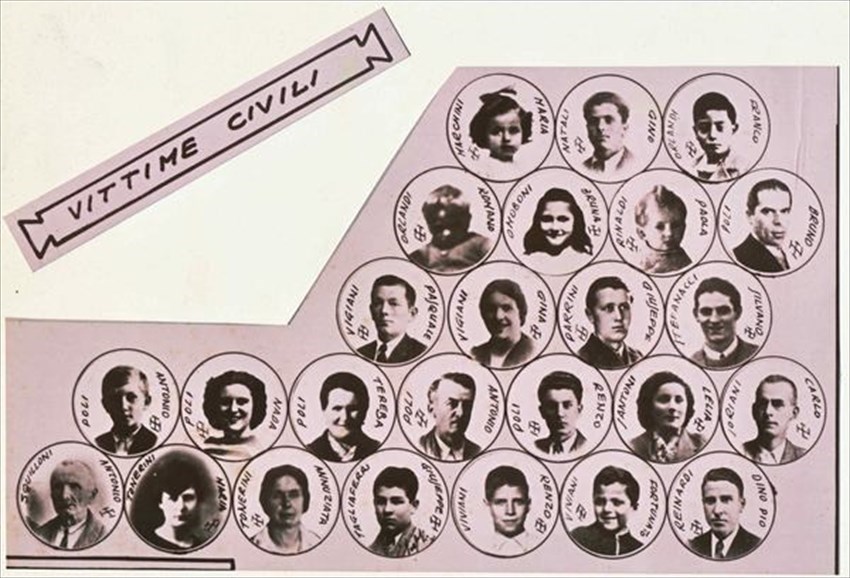 Un particolare della composizione iconografica  delle vittime civili del bombardamento aereo del 30 dicembre 1943