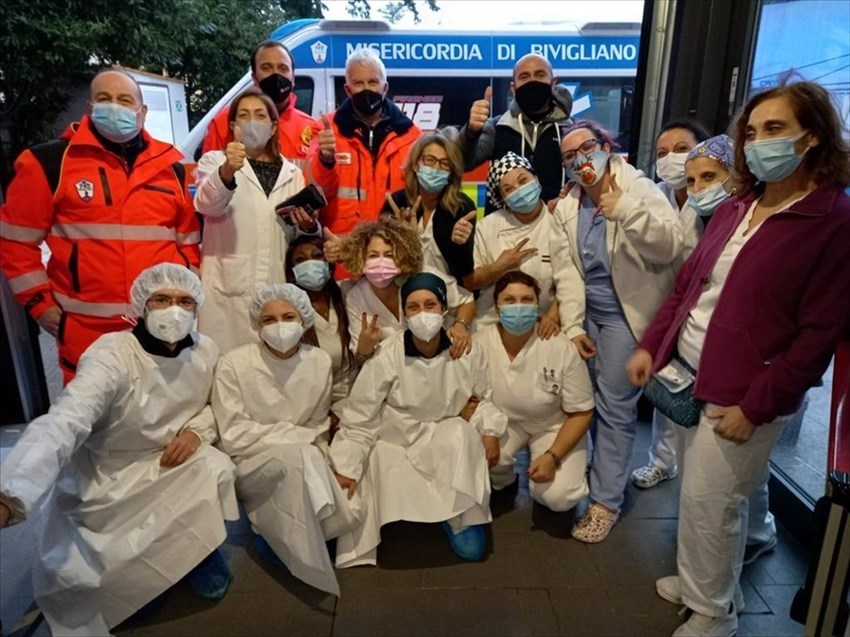 I volontari della locale Misericordia a Bivigliano