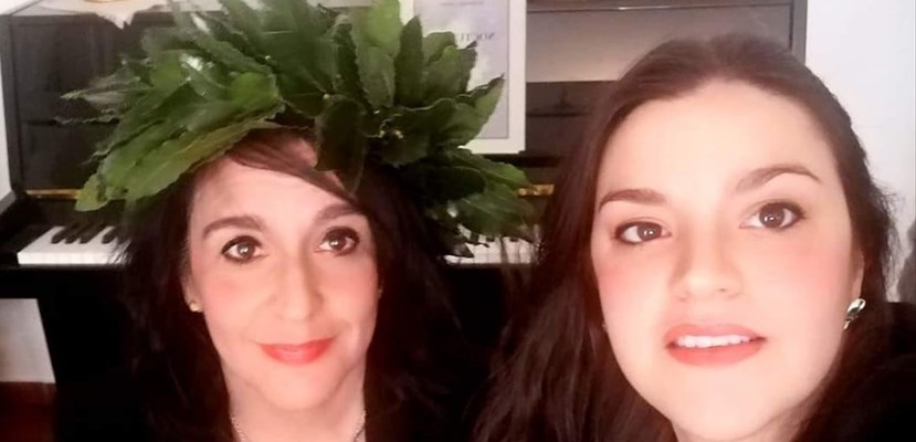 Monica Poli con la corona di alloro