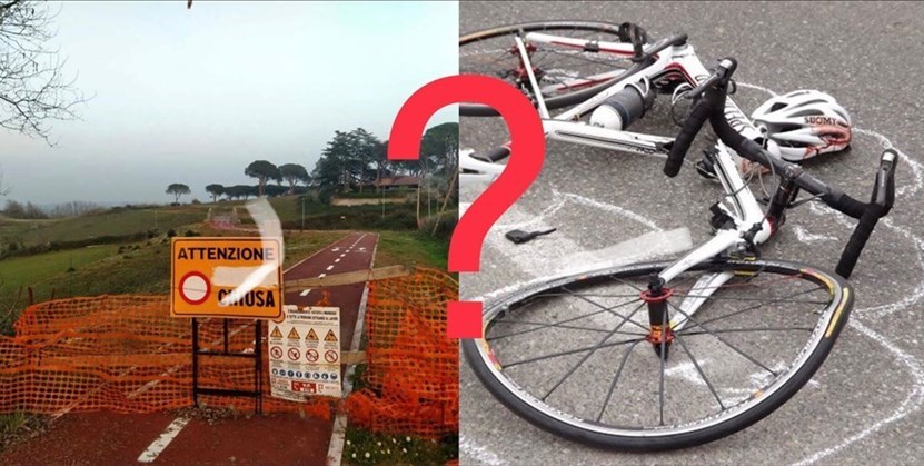 L'immagine scelta dalla Lega per denunciare i rischi delle ciclabili
