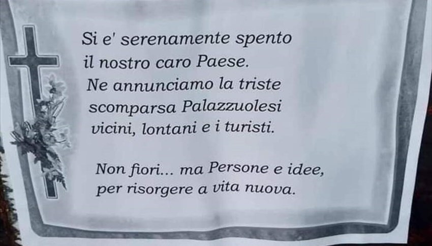 Il manifesto funebre per Palazzuolo