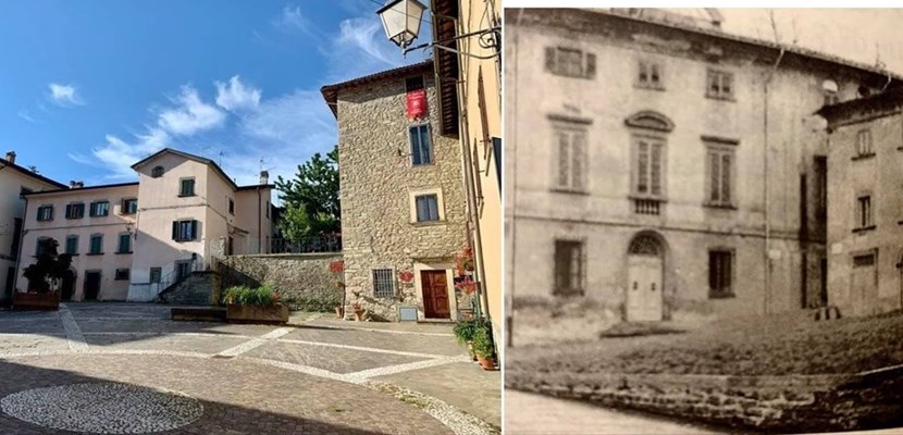 Piazza Strigelli. Una foto d'epoca e dopo il restauro