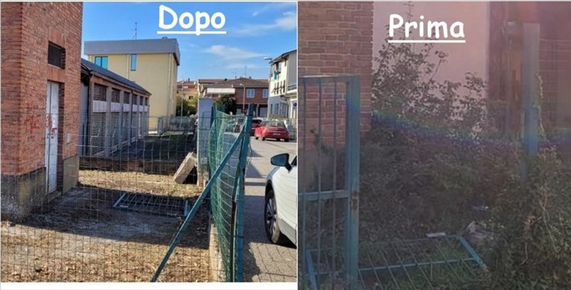 La cabina prima e dopo il taglio della vegetazione