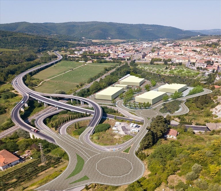 Randering del progetto di recupero della Ex Italcementi - Pelago Retail Park